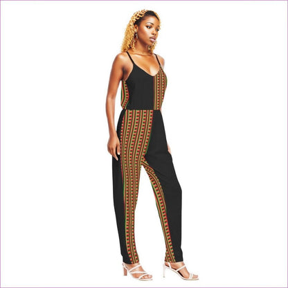 Striped Galore Women's V-neck Cami Jumpsuit - women's jumpsuit at TFC&H Co.