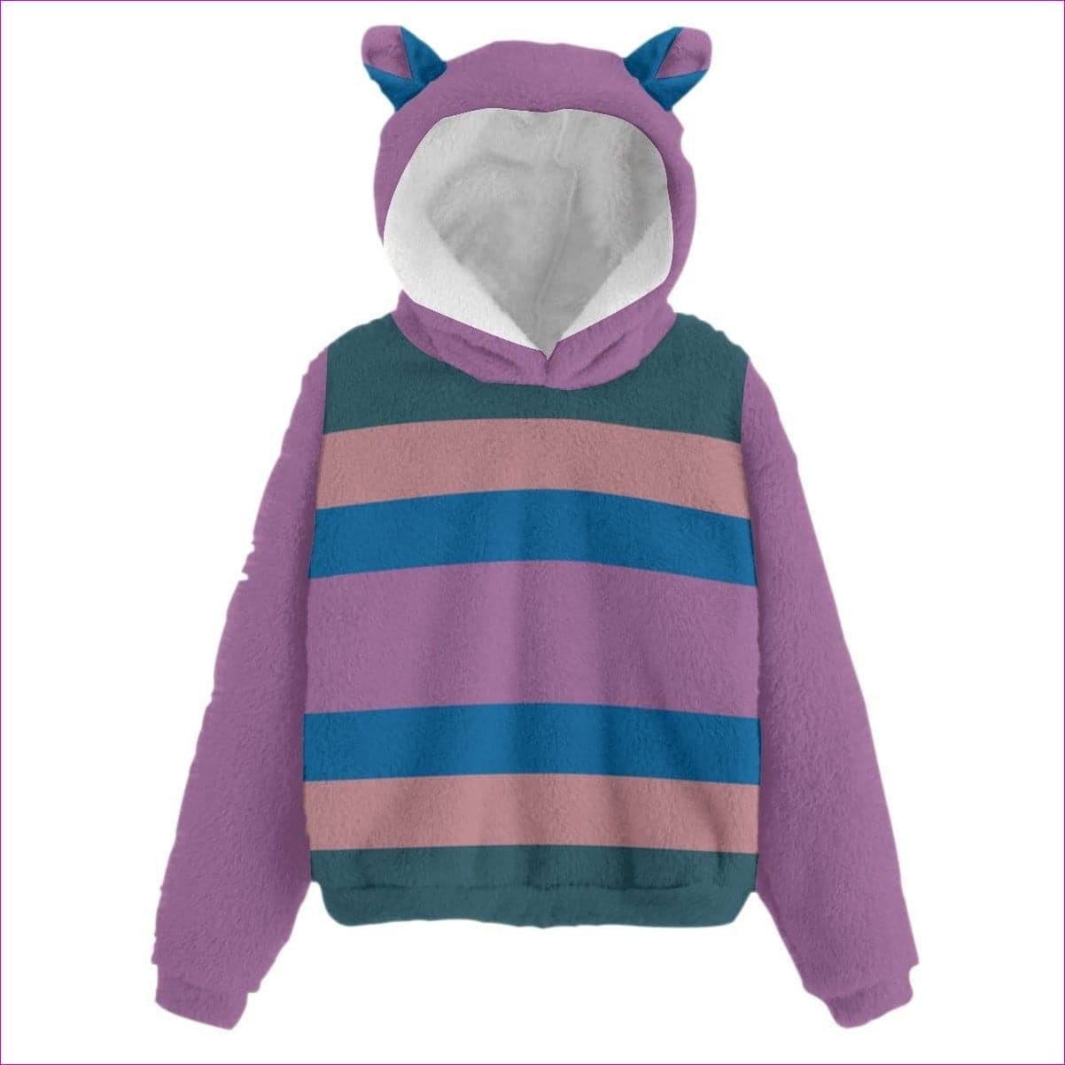 multi-colored - Striped Kids Kid’s Plush Sweatshirt With Ear - kids hoodie at TFC&H Co.