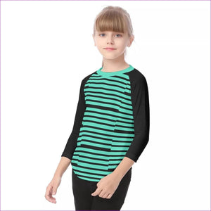 blue - Striped Kids O-neck Raglan Sleeve T-shirt - Kids t-shirt at TFC&H Co.