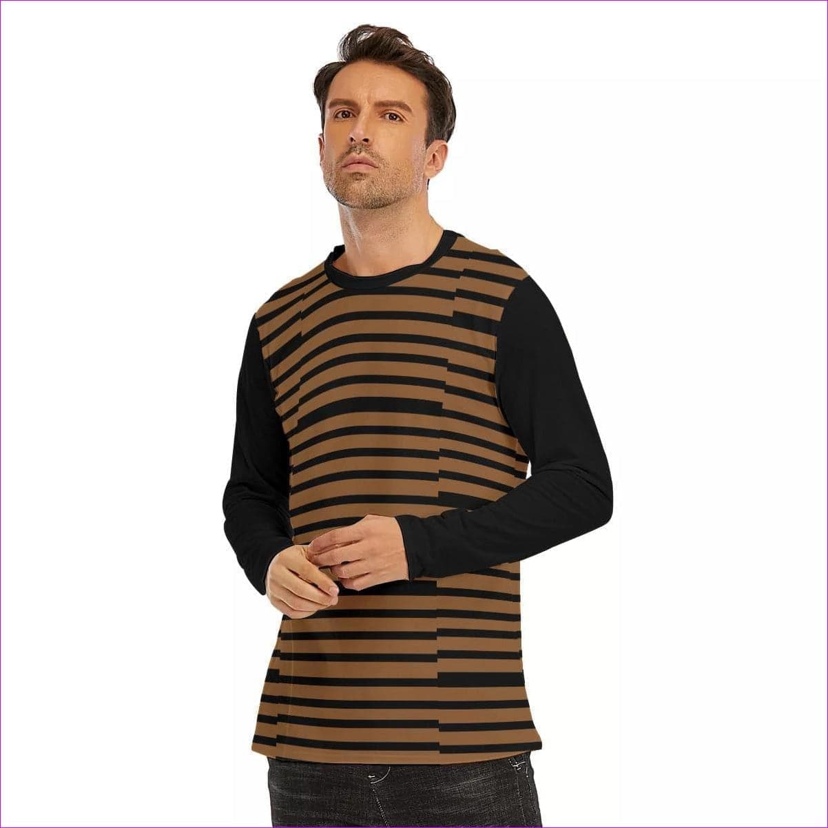Striped Men's Organic Long Sleeve T-Shirt | Cotton - men's t-shirt at TFC&H Co.