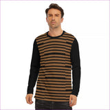 brown - Striped Men's Organic Long Sleeve T-Shirt | Cotton - mens t-shirt at TFC&H Co.