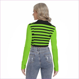 - Striped Women's Cropped Blouse With Pleated Placket - womens blouse at TFC&H Co.