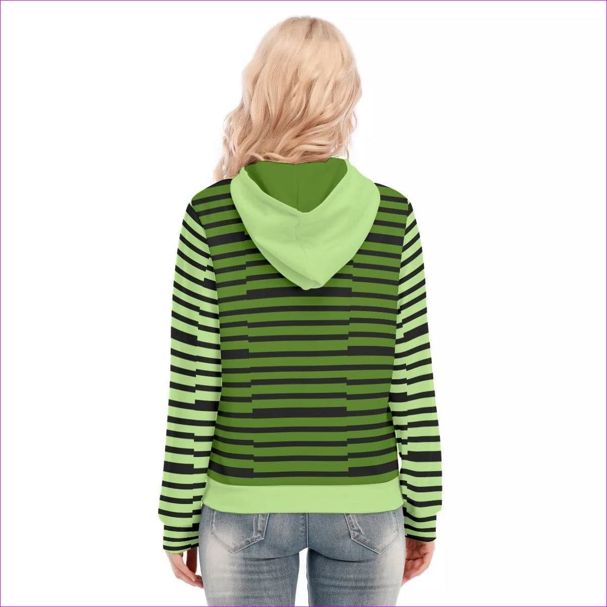 - Striped Women's Long Sleeve Hoodie With Zipper - Womens Hoodie at TFC&H Co.