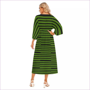 - Striped Women's Mid-Sleeve Long Dress - womens dress at TFC&H Co.