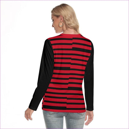 Striped Women's O-neck Long Sleeve T-shirt - Women's T-Shirts at TFC&H Co.