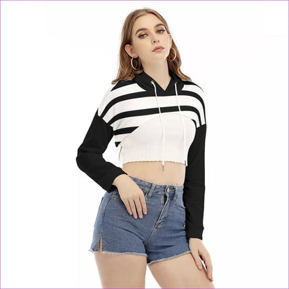 Striped Women's Smock Short Hoodie With Long Sleeve - Women's Hoodie at TFC&H Co.