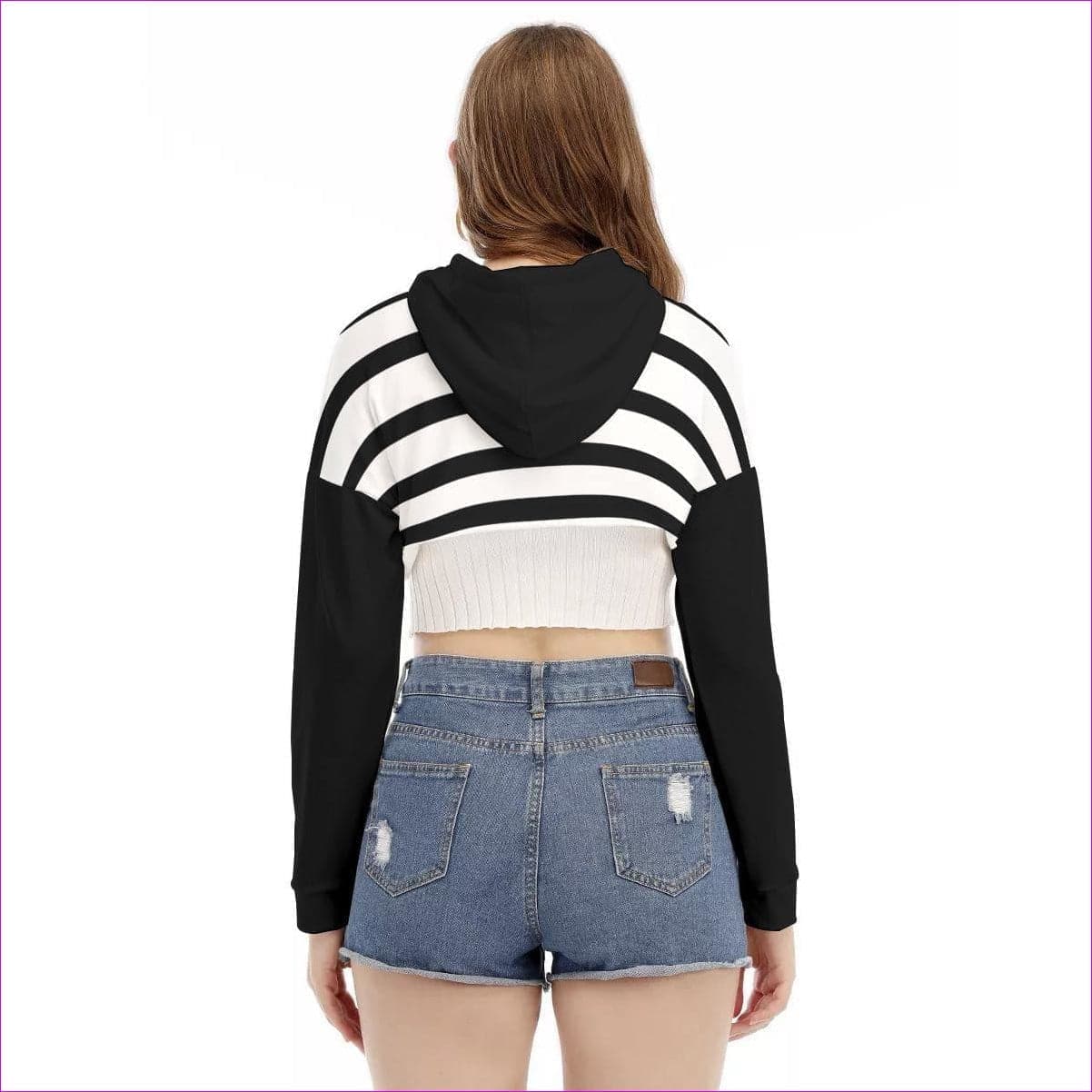 - Striped Women's Smock Short Hoodie With Long Sleeve - Womens Hoodie at TFC&H Co.