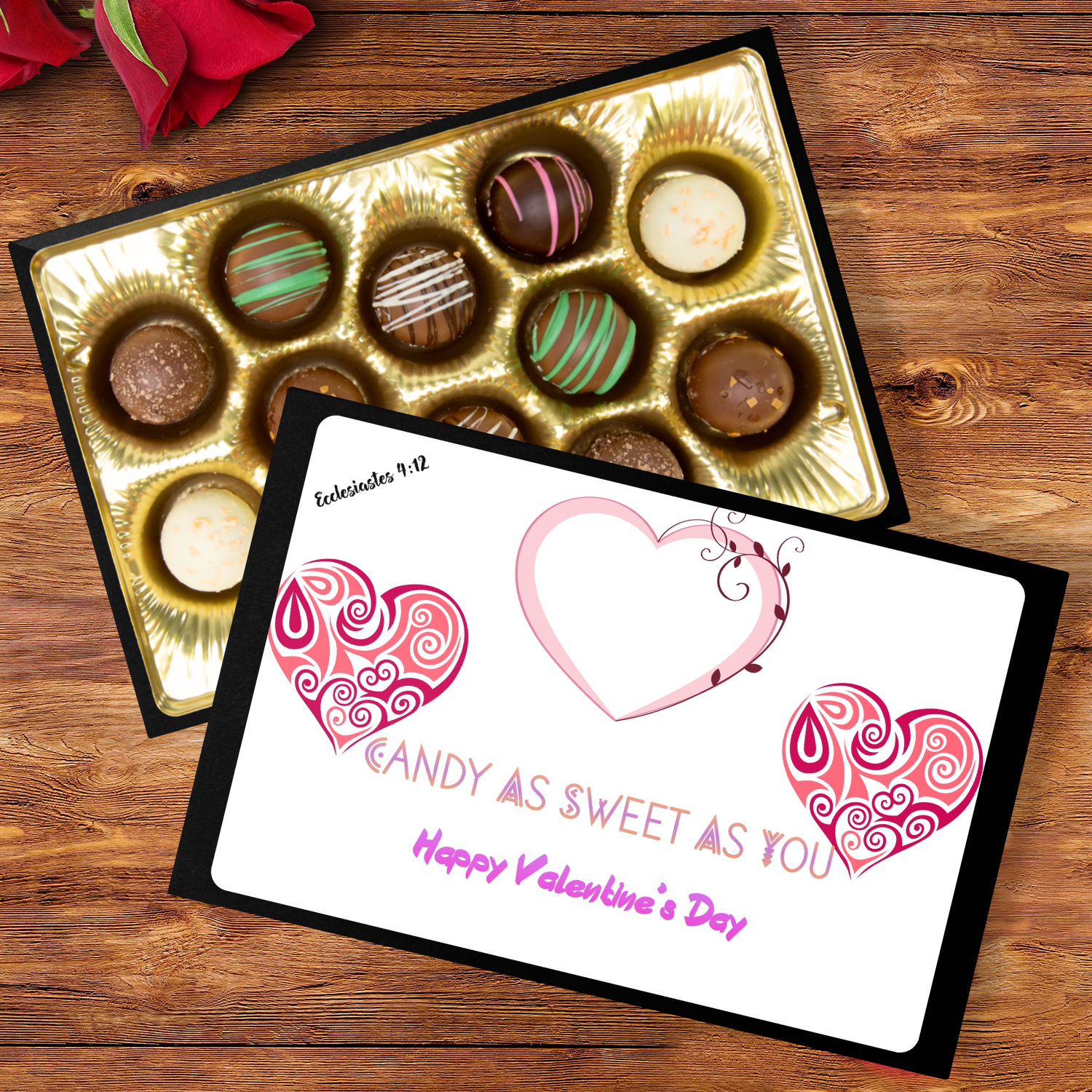 Sweet As You Ecclesiastes 4:12 Handmade Artisan Chocolate Truffle Valentine's Day 12 count Gift Box- Ships from The US - Chocolate Truffle Gift Box at TFC&H Co.