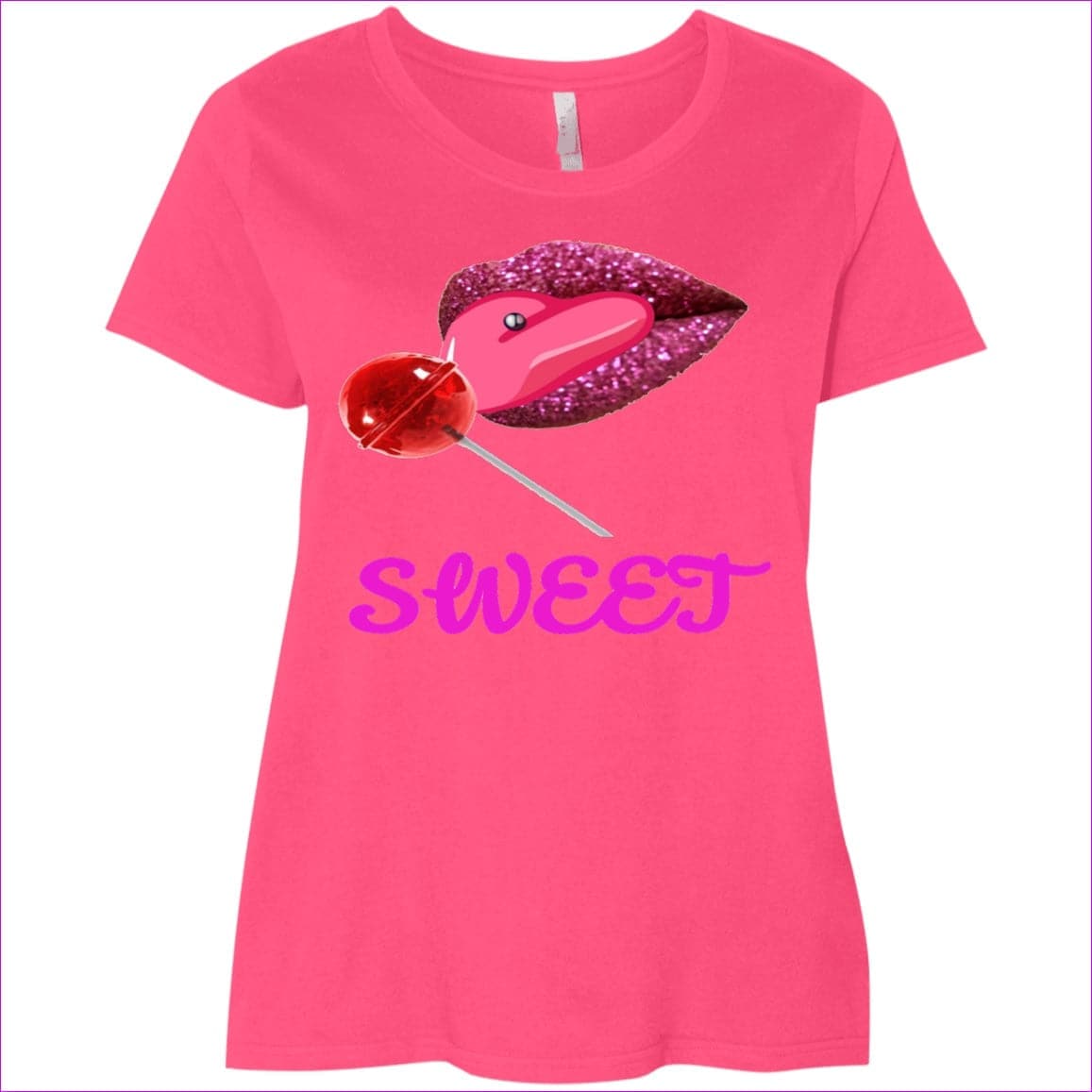 Hot Pink - Sweet Clothing Ladies' Curvy T-Shirt - Womens T-Shirts at TFC&H Co.