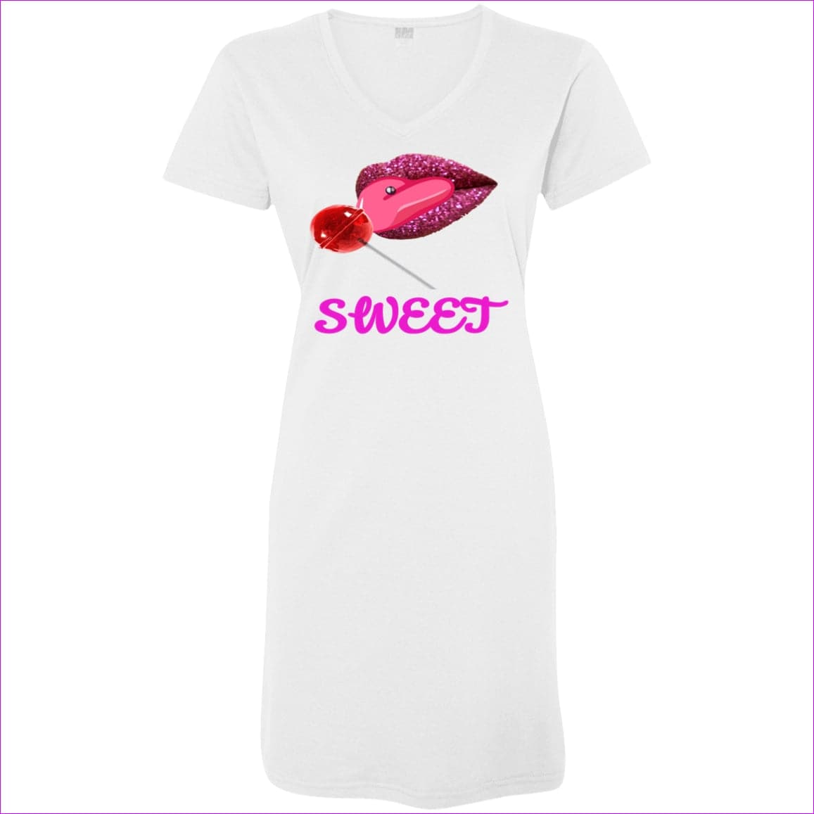 White Sweet Clothing Ladies' V-Neck Fine Jersey Cover-Up - women's t-shirt dress at TFC&H Co.