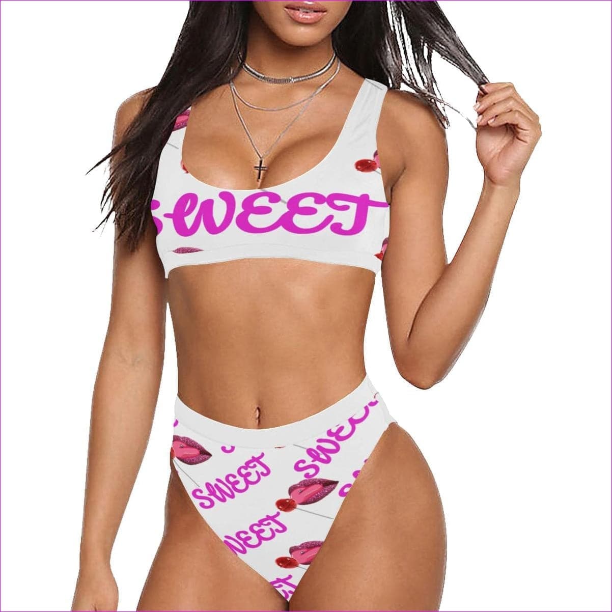 Sweet Clothing Bikini Set Sport Top & High-Waisted Bikini Swimsuit (Model S07) - Sweet Clothing Sport Top & High-Waisted Bikini Set - womens bikini at TFC&H Co.