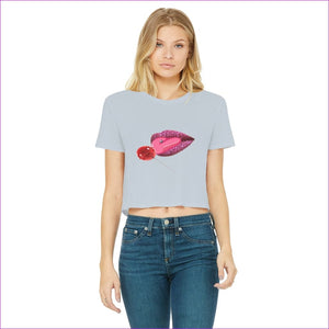 Light Blue Sweet Clothing Sweet Clothing Cropped Raw Edge T-Shirt - women's crop top at TFC&H Co.