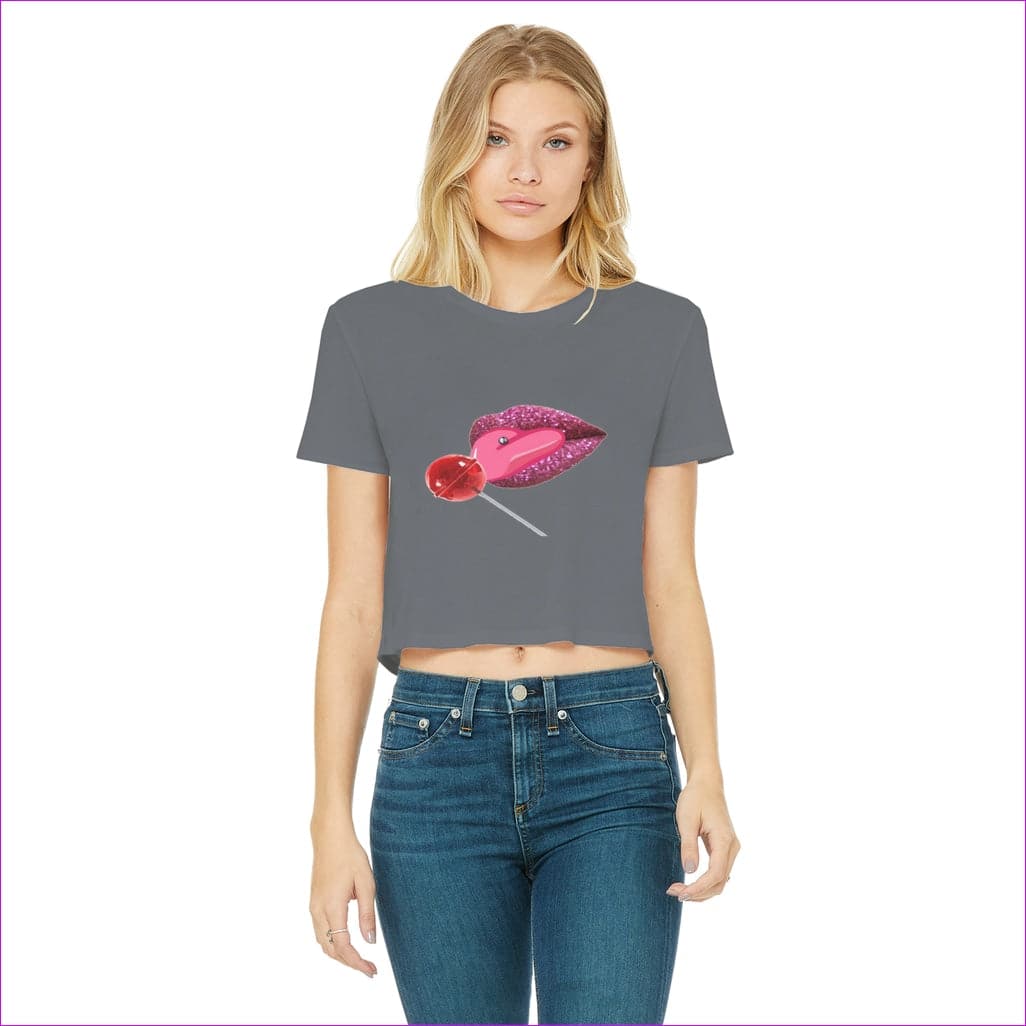 Dark Grey - Sweet Clothing Sweet Clothing Cropped Raw Edge T-Shirt - womens crop top at TFC&H Co.