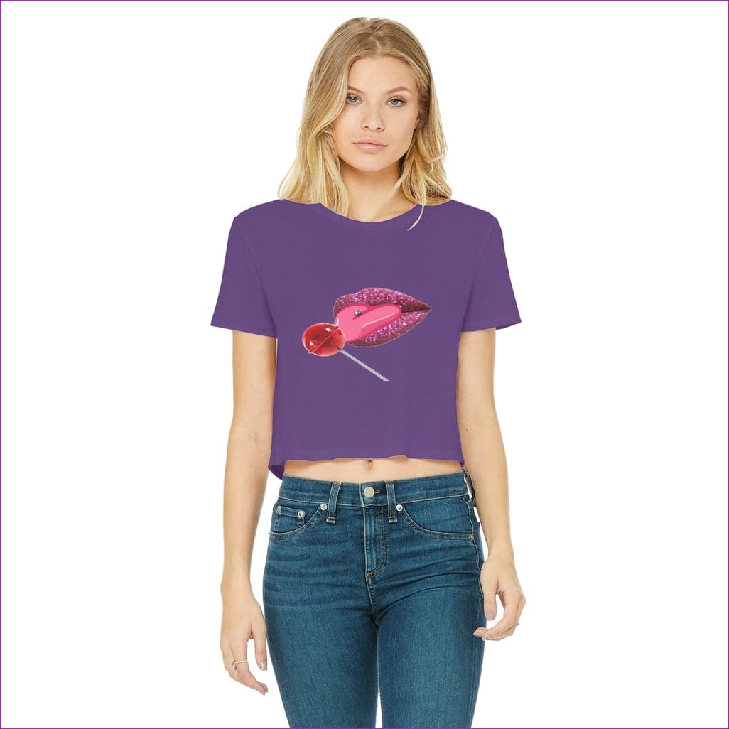 Purple - Sweet Clothing Sweet Clothing Cropped Raw Edge T-Shirt - womens crop top at TFC&H Co.