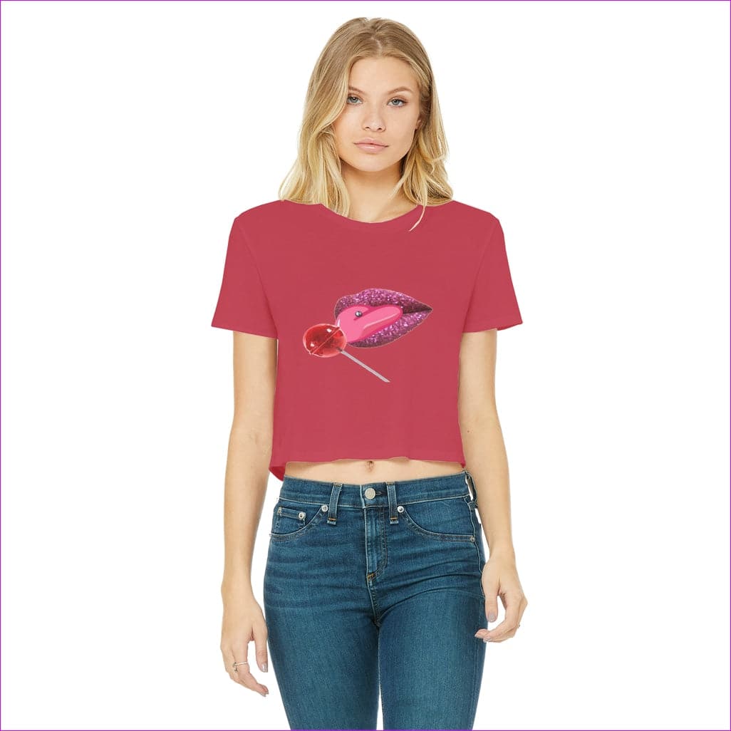 Red - Sweet Clothing Sweet Clothing Cropped Raw Edge T-Shirt - womens crop top at TFC&H Co.
