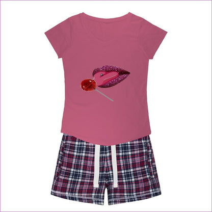 Pink Tee / Navy Short Sweet Clothing Sweet Clothing Sleepy Tee and Flannel Short - women's top & short set at TFC&H Co.