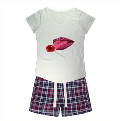 White Tee / Navy Short Sweet Clothing Sweet Clothing Sleepy Tee and Flannel Short - women's top & short set at TFC&H Co.