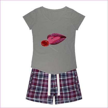 H. Grey Tee / Navy Short Sweet Clothing Sweet Clothing Sleepy Tee and Flannel Short - women's top & short set at TFC&H Co.