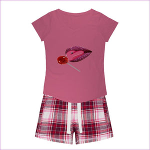 Pink Tee / Red Pink Short - Sweet Clothing Sweet Clothing Sleepy Tee and Flannel Short - womens top & short set at TFC&H Co.