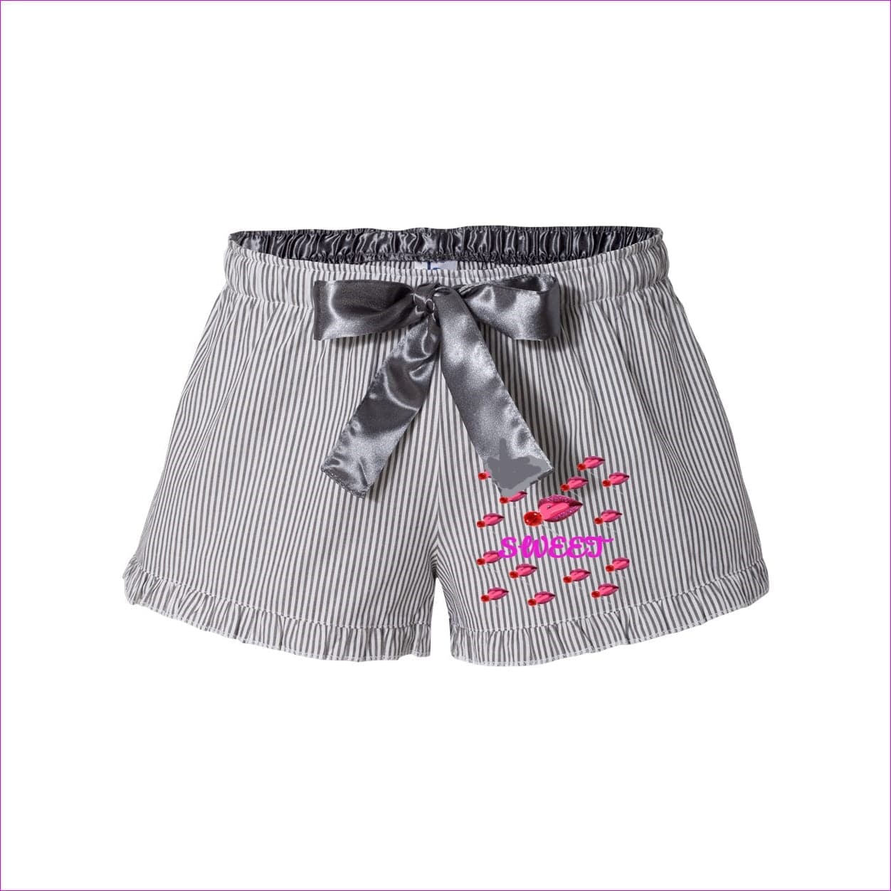 Charcoal Seersucker Sweet Clothing VIP Ruffled Bitty Boxer - women's shorts at TFC&H Co.