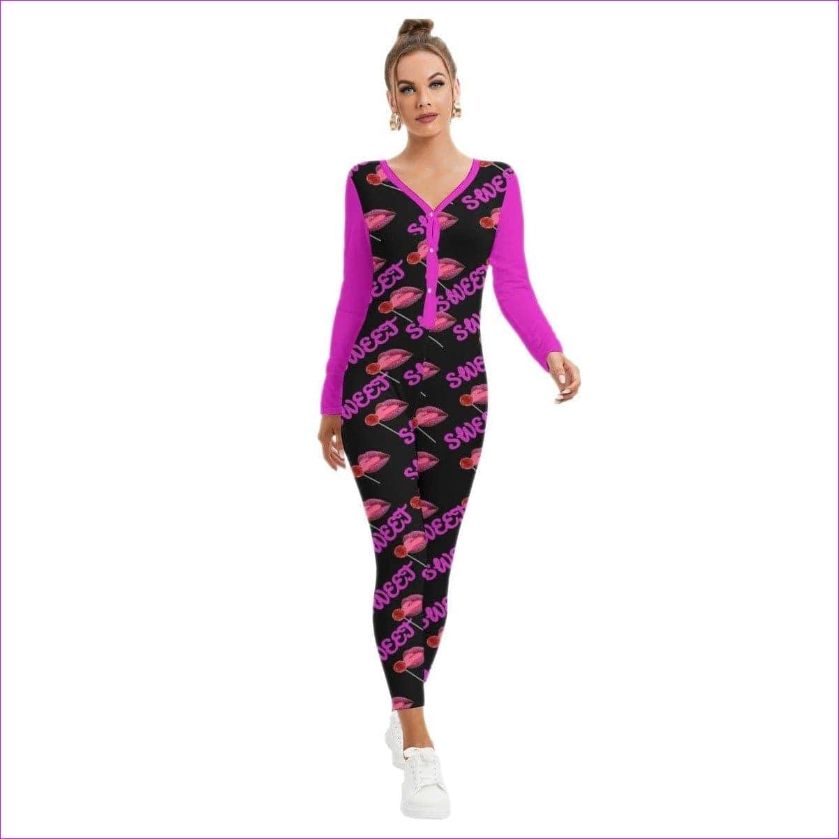 Sweet Clothing Women's Low Neck One-Piece Pajamas - women's pajama jumpsuit at TFC&H Co.