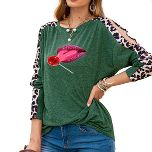 - Sweet Clothing Women's Shoulder Slit Leopard Print Top - 7 colors - womens shirt at TFC&H Co.
