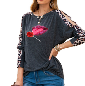 - Sweet Clothing Women's Shoulder Slit Leopard Print Top - 7 colors - womens shirt at TFC&H Co.