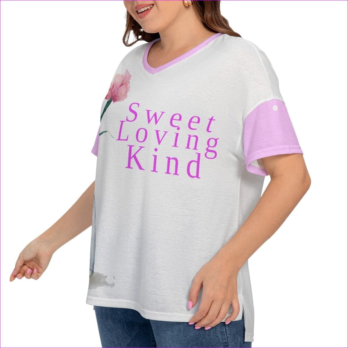 - Sweet Loving Kind Women's Drop-shoulder Short Sleeve T-shirt With Sleeve Loops(Plus Size) - womens t-shirt at TFC&H Co.