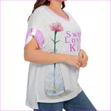 White - Sweet Loving Kind Women's Drop-shoulder Short Sleeve T-shirt With Sleeve Loops(Plus Size) - womens t-shirt at TFC&H Co.