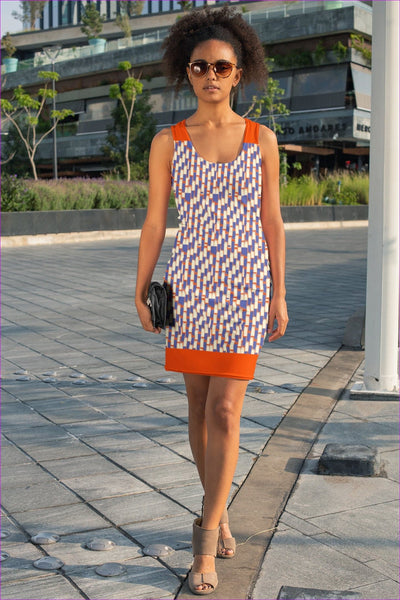Blue/Orange - Taped Women's Bodycon Dress - Blue/Orange - womens dress at TFC&H Co.