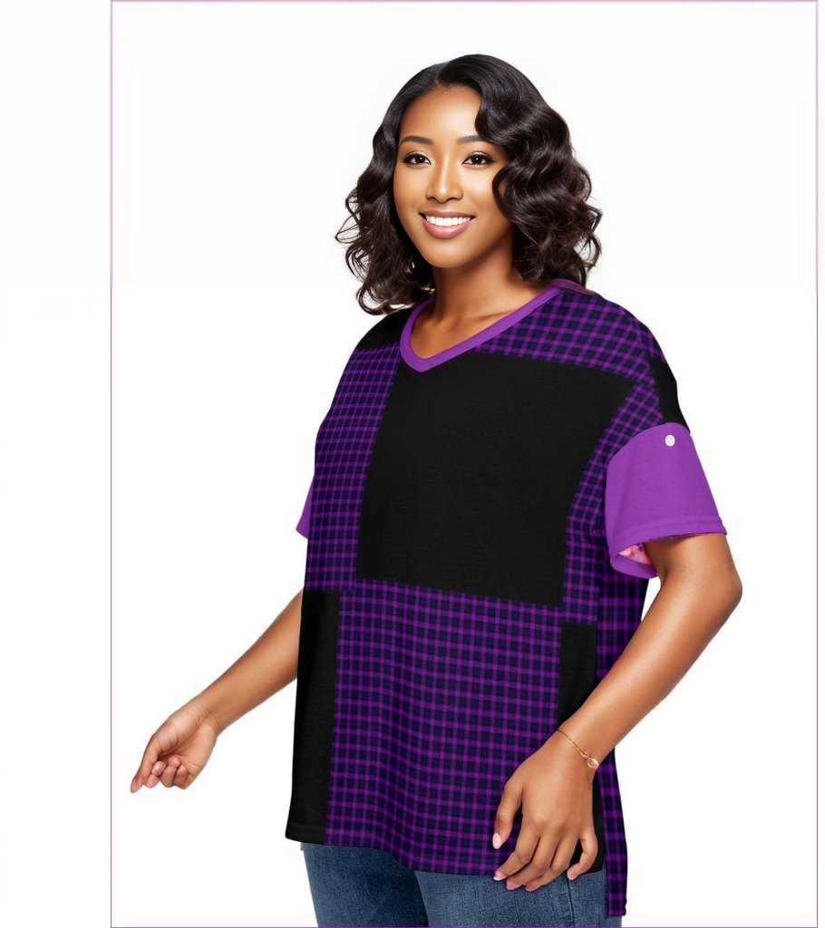 - Tartan 2 Women's Drop-shoulder Short Sleeve T-shirt With Sleeve Loops Voluptuous (+) Plus Size - womens t-shirt at TFC&H Co.