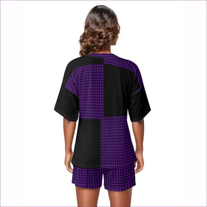 Tartan 2 Women's Off-Shoulder T-shirt Short Set - women's top & short set at TFC&H Co.