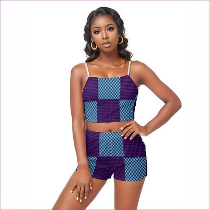 multi-colored Tartan Women's Camisole Short Set - women's top & short set at TFC&H Co.