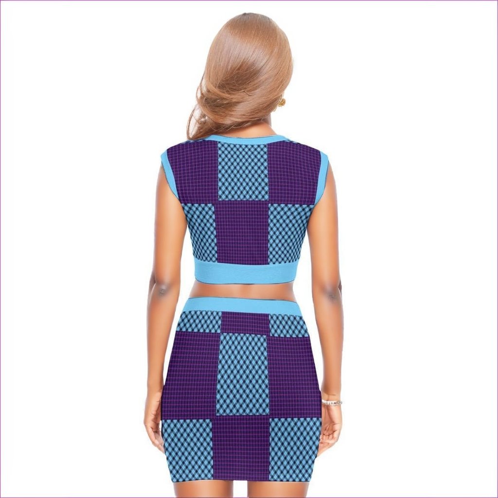 - Tartan Women's Collarless V Collar Vest Skirt Set - womens top & skirt set at TFC&H Co.