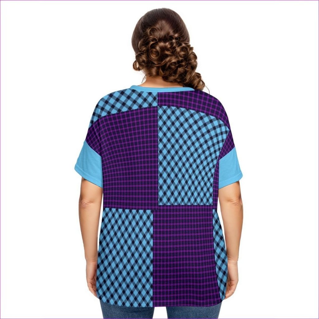 - Tartan Women's Drop-shoulder Short Sleeve T-shirt With Sleeve Loops Voluptuous (+) Plus Size - womens t-shirt at TFC&H Co.