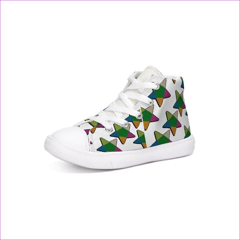 white Teacher's Pet Collection: Bec's Star Kids Hightop Canvas Shoe - Kids Shoes at TFC&H Co.