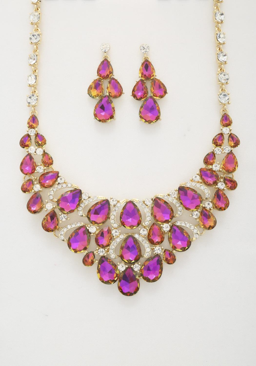 Teardrop Crystal Link Necklace - Ships from The US - necklace at TFC&H Co.