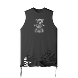 Black - Teddy Ride 180GSM Unisex Ripped Longline Tank Top - unisex tank top at TFC&H Co.