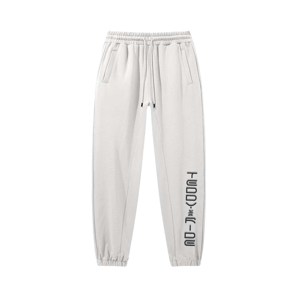 White - Teddy Ride 380GSM Unisex Heavyweight Baggy Sweatpants - unisex sweatpants at TFC&H Co.