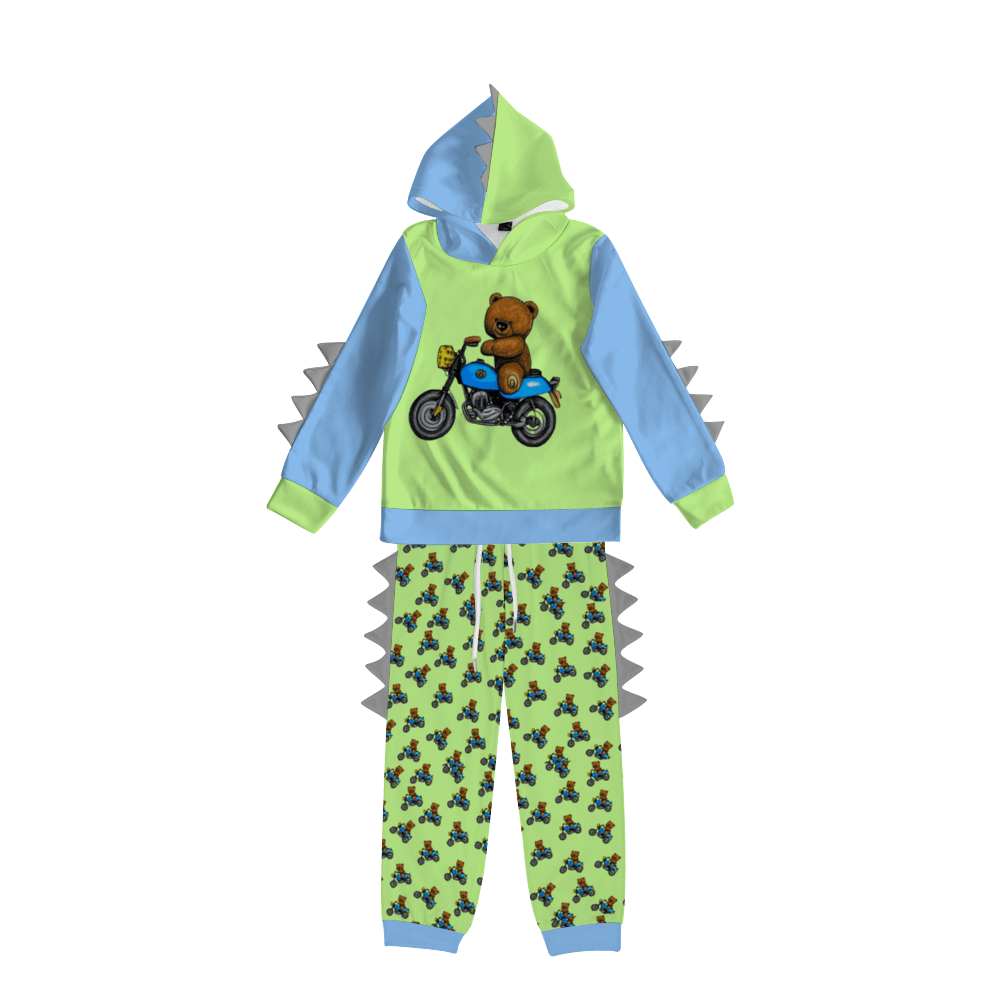 4XL (12) - Teddy Ride Boy's Plush Dinosaur Hoodie & Pants Set - kids top & pants set at TFC&H Co.