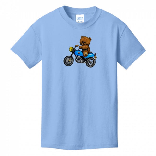 Kids T-Shirts Light-Blue - Teddy Ride Boys 100% Cotton T-shirt - kids t-shirt at TFC&H Co.