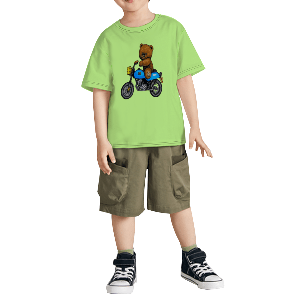 - Teddy Ride Fleece Milk Silk Fabric Boy's T-Shirt - kids t-shirt at TFC&H Co.