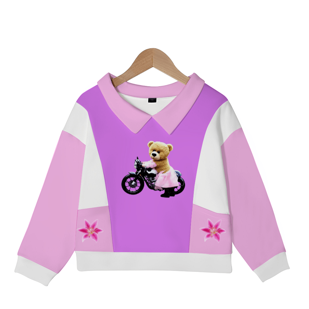 Teddy Ride Girl's Sweatshirt - kid's sweatshirt at TFC&H Co.