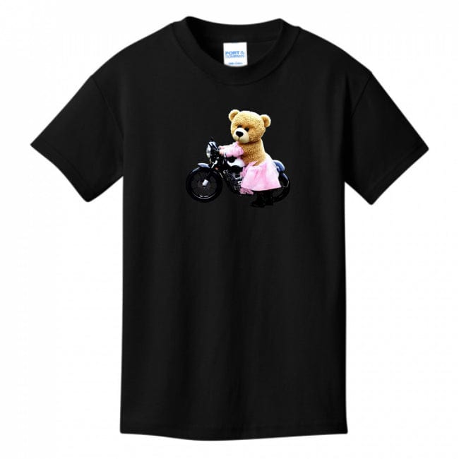 Kids T-Shirts Black - Teddy Ride Girls 100% Cotton T-shirt - kids t-shirt at TFC&H Co.