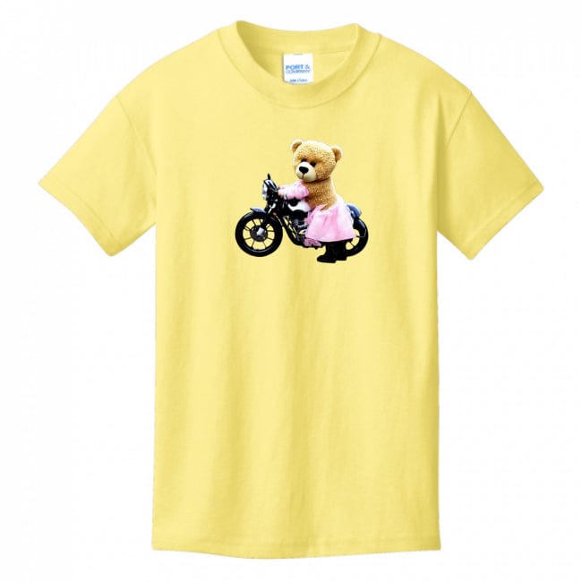 Kids T-Shirts Yellow - Teddy Ride Girls 100% Cotton T-shirt - kids t-shirt at TFC&H Co.