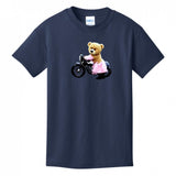 Kids T-Shirts Navy - Teddy Ride Girls 100% Cotton T-shirt - kids t-shirt at TFC&H Co.