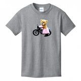 Kids T-Shirts Athletic-Heather - Teddy Ride Girls 100% Cotton T-shirt - kids t-shirt at TFC&H Co.