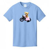 Kids T-Shirts Light-Blue - Teddy Ride Girls 100% Cotton T-shirt - kids t-shirt at TFC&H Co.