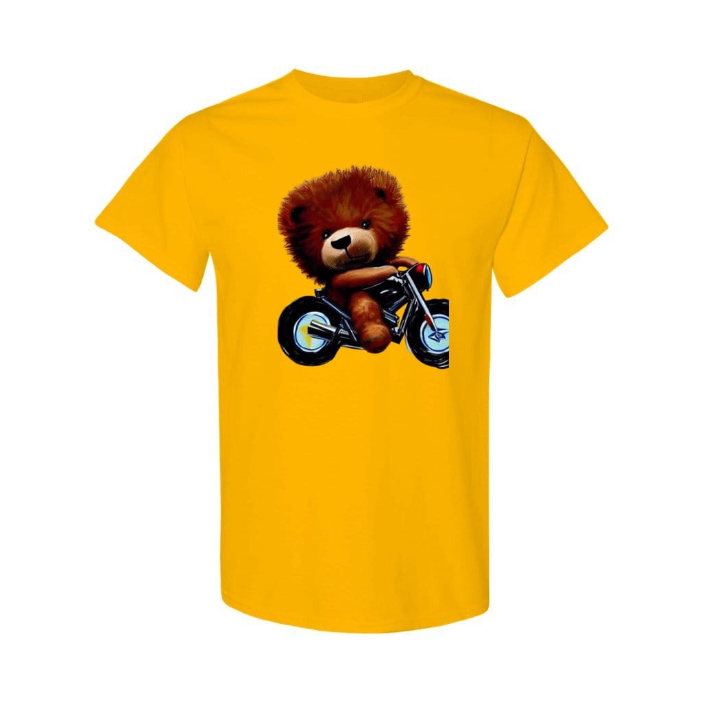 Gold - Teddy Ride Men's Heavy Cotton Motorcycle T-Shirt - mens t-shirt at TFC&H Co.