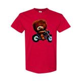 Cardinal Red Teddy Ride Men's Heavy Cotton Motorcycle T-Shirt - men's t-shirt at TFC&H Co.